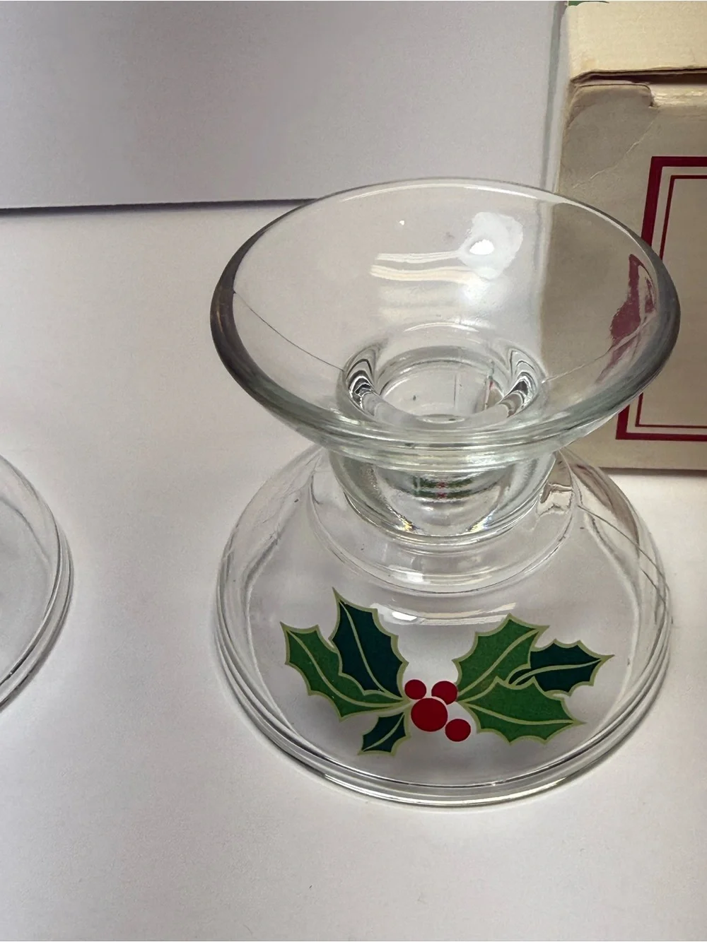 Vintage 1981 Avon Christmas Holly Holiday Hostess Collection Candlestick Set 2